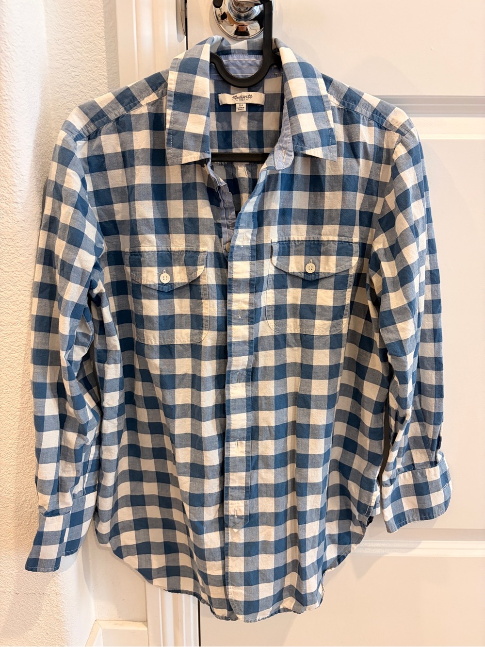 Madewell Blue and White Gingham Button-Down Shirt